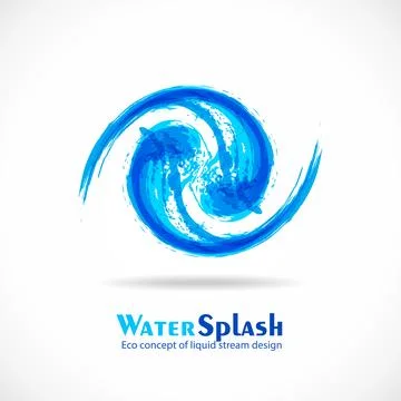 Blue ink splash logo, as a concept circulation water in nature. Abstract Stock Illustration