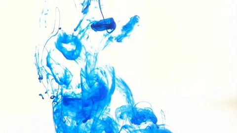 Blue ink in water right on white Stock Footage 100531912