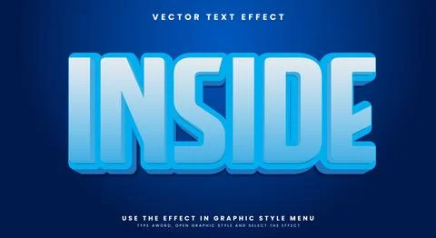 Blue Inside 3d style editable text effect Stock Illustration