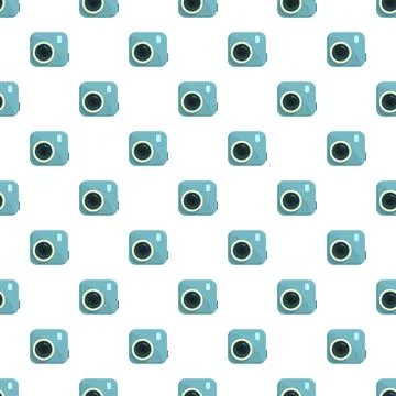 Blue instant camera flat design seamless pattern Stockillustratie