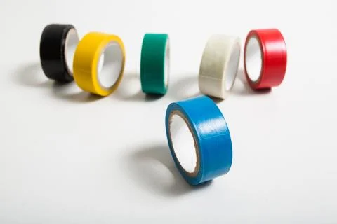 Blue insulating tape roll Stock Photos