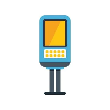 Blue interactive information kiosk with blank screen displaying important i.. Stock Illustration