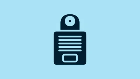 Blue Intercom icon isolated on blue background. 4K Video motion graphic Stock Footage 230617199