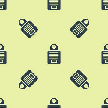 Blue Intercom icon isolated seamless pattern on yellow background. Vector Stock Illustration