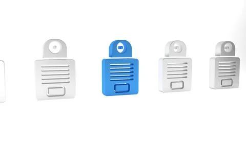 Blue Intercom icon isolated on white background. Minimalism concept. 3D ren.. Stock Illustration