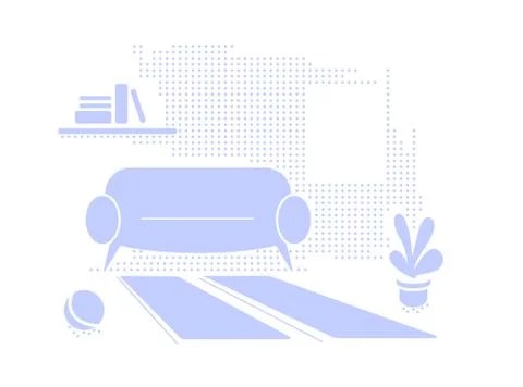 Blue interior textured background with empty space. Living room in Flat style Stock Illustration