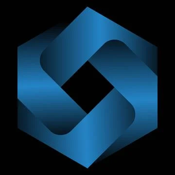 Blue Interlocking Geometric Shape Stock Illustration