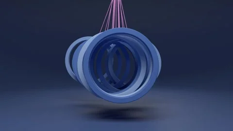 Blue interlocking rings pendulum 3D animation seamless loop Видео 347722445