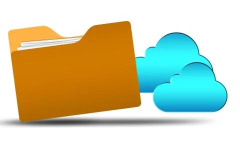 Blue internet cloud icon and yellow folder Stock Illustration