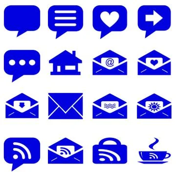 Blue internet icons vector set - message icon Stock Illustration