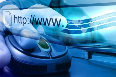 Blue internet mouse search Stock Photos