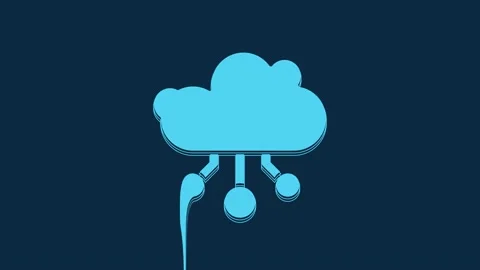 Blue Internet of things icon isolated on blue background. Cloud computing design Stock Footage 235781465