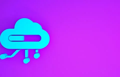 Blue Internet of things icon isolated on purple background. Cloud computing d イラスト素材