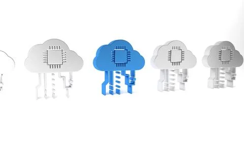 Blue Internet of things icon isolated on white background. Cloud computing .. Stock Illustration