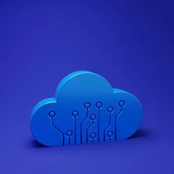 Blue Internet of things icon isolated on blue background. Cloud computing d.. Stock Illustration
