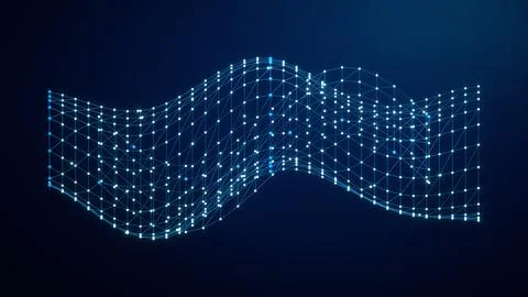 Blue Intersecting Mesh Waves Technology Background Stock-Illustration