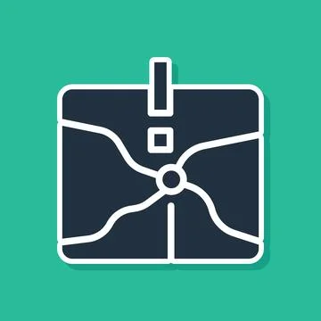 Blue Intersection point icon isolated on green background. Vector Illustrazione stock