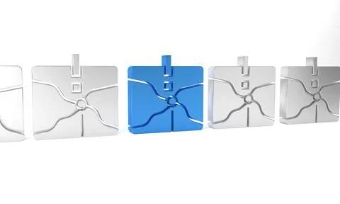 Blue Intersection point icon isolated on white background. Minimalism conce.. Ilustração Stock