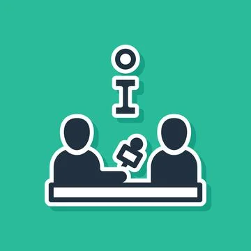 Blue Interview with a famous person icon isolated on green background Stock Illustration