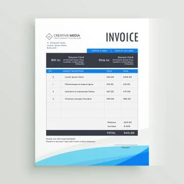 Blue invoice template vector design Stock Illustration