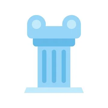 Blue ionic order column standing on a base representing classical architectur Stock Illustration
