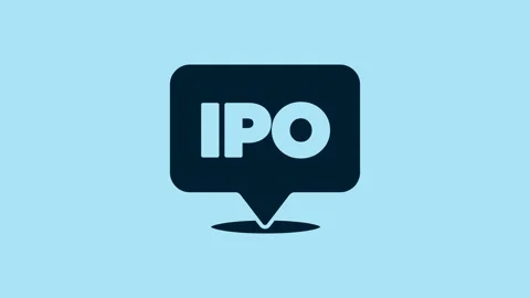 Blue IPO - initial public offering or stock market launch icon isolated on blue 動画素材 230584450