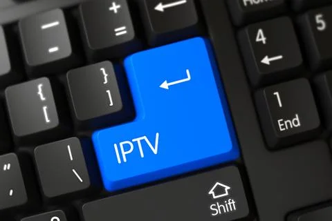 Blue Iptv Keypad on Keyboard Stock Illustration