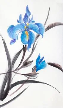 Blue iris flower Stock Illustration