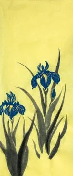 Blue iris flowers Stock Illustration