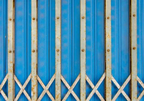 Blue iron gate for background Foto stock