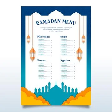 Blue Islamic Background Menu Design with Simple Ornaments イラスト素材
