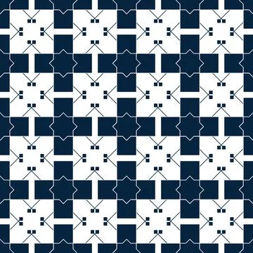 Blue islamic pattern. Oriental tartan texture. Geometric floral seamless patt Stock Illustration