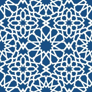 Blue islamic pattern . Seamless arabic geometric pattern, east ornament, indian Stock Illustration