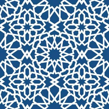 Blue islamic pattern . Seamless arabic geometric pattern, east ornament, indian Stock Illustration