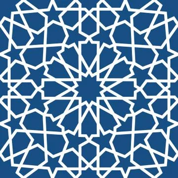 Blue islamic pattern . Seamless arabic geometric pattern, east ornament, indian Stock Illustration