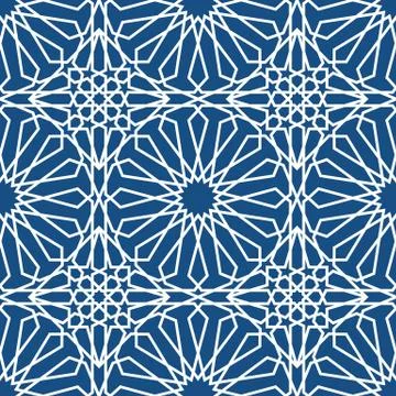 Blue islamic pattern . Seamless arabic geometric pattern, east ornament, indian Stock Illustration