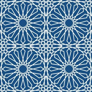Blue islamic pattern . Seamless arabic geometric pattern, east ornament, indian Illustrazione stock