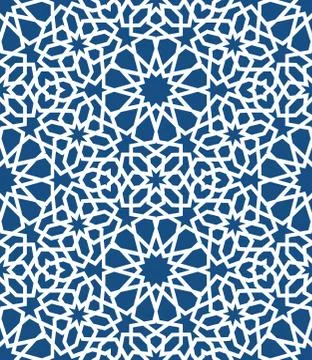 Blue islamic pattern . Seamless arabic geometric pattern, east ornament, indian Stock Illustration
