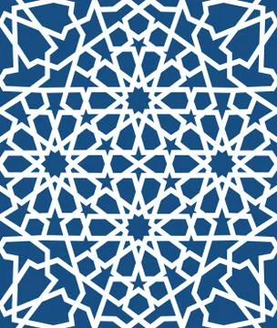 Blue islamic pattern . Seamless arabic geometric pattern, east ornament, indian Stock-Illustration