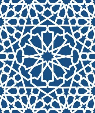 Blue islamic pattern . Seamless arabic geometric pattern, east ornament, indian Illustrazione stock
