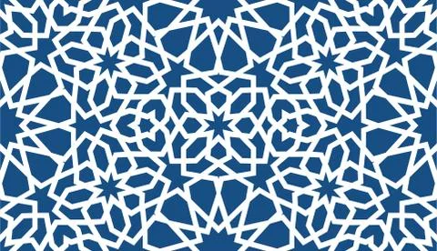 Blue islamic pattern . Seamless arabic geometric pattern, east ornament, indian Stock Illustration
