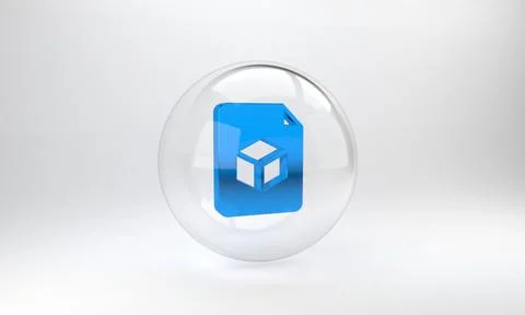 Blue Isometric cube file icon isolated on grey background. Geometric cubes so Illustrazione stock