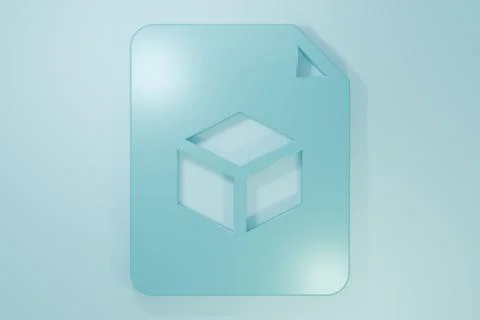 Blue Isometric cube file icon isolated on blue background. Geometric cubes .. Stock Illustration
