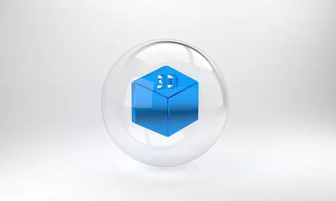Blue Isometric cube icon isolated on grey background. Geometric cubes solid i Illustrazione stock
