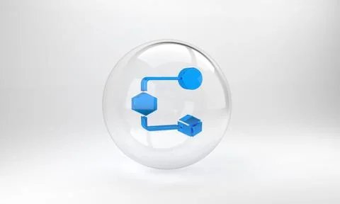 Blue Isometric cube icon isolated on grey background. Geometric cubes solid i イラスト素材