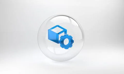 Blue Isometric cube icon isolated on grey background. Geometric cubes solid i Illustrazione stock