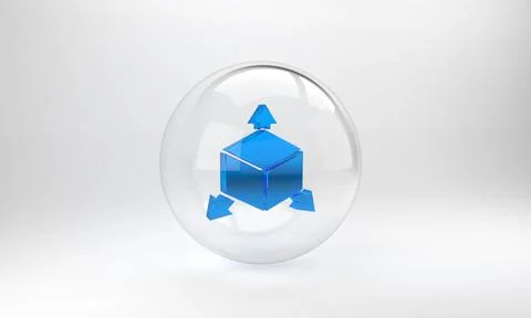 Blue Isometric cube icon isolated on grey background. Geometric cubes solid i Illustrazione stock