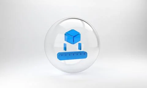 Blue Isometric cube icon isolated on grey background. Geometric cubes solid i イラスト素材