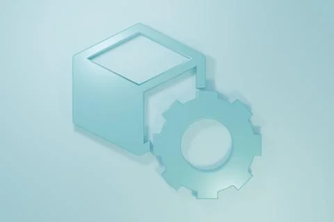 Blue Isometric cube icon isolated on blue background. Geometric cubes solid.. Stock Illustration