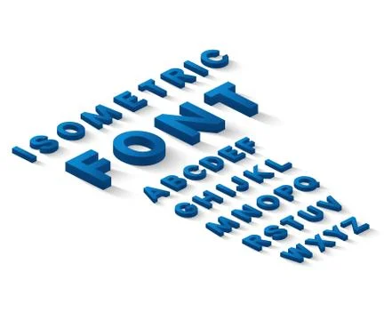 Blue isometric font alphabet Stock Illustration